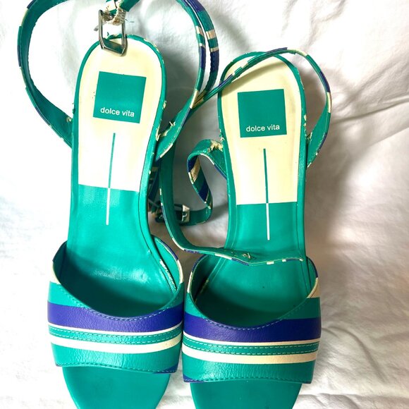 Dolce Vita Gavvin Striped Leather Platform Block Heel Sandal - Picture 8 of 8